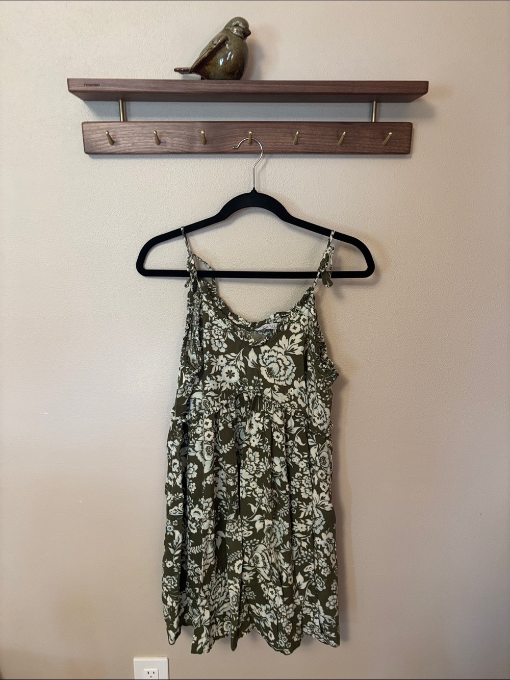 Patrons of Peace Olive Green, Sea foam Green and White Floral Mini Dress